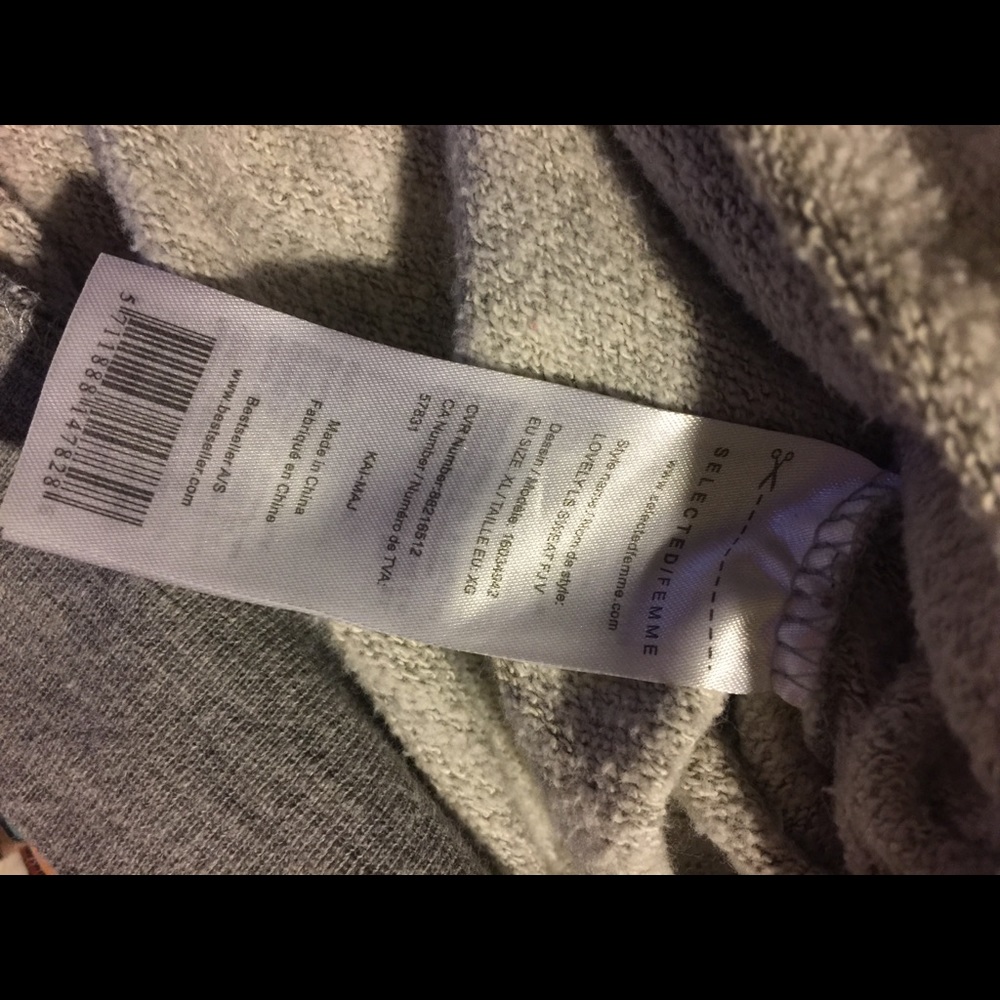Selected Femme REVOLUTION Grey  Crop Sweatshirt XL - Picture 6 of 6